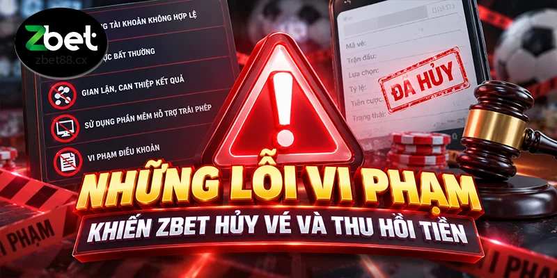 Những lỗi vi phạm khiến ZBET hủy vé và thu hồi tiền