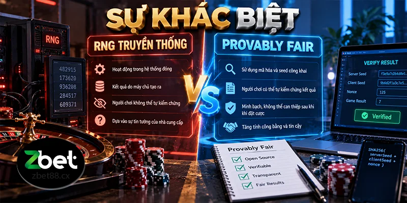 Sự khác biệt: RNG truyền thống và Provably Fair